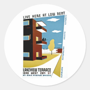Live Here at Low Rent Classic Round Sticker