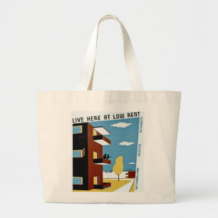 Live Here at Low Rent Large Tote Bag