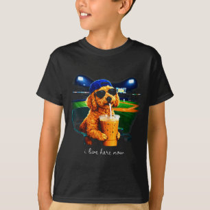 Live here goldendoodle funny dog baseball fan meme T-Shirt