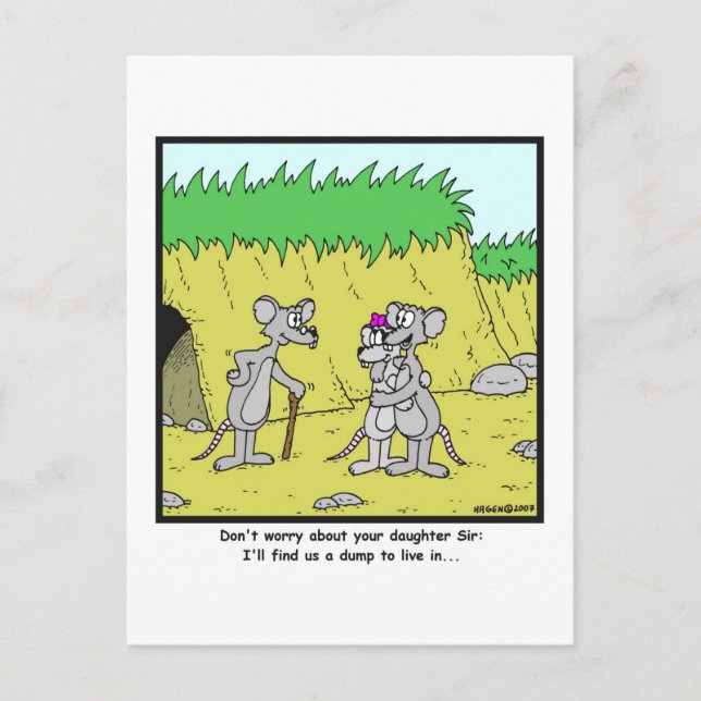 Live in a Dump: Rat cartoon Postcard (Front)