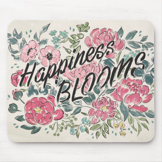 Live in Bloom | Happiness Blooms Mouse Mat (Front)