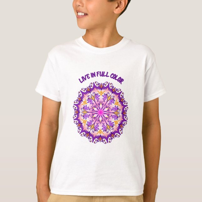 Live in Full Colour Mandala Children's  T-Shirt (Front)