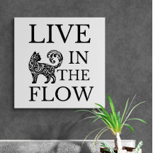 Live In The Flow artistic cat silhouette.