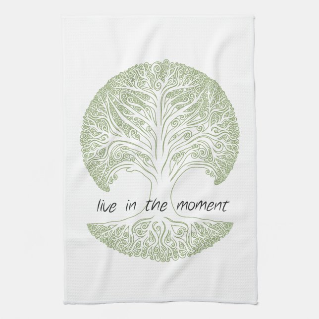 Live in the Moment Tree Tea Towel (Vertical)