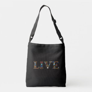 Live In The Present Inspirational Word Art Crossbody Bag