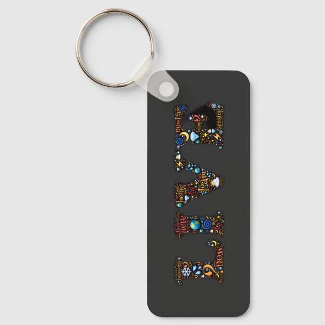 Live In The Present Inspirational Word Art    Key Ring (Front)