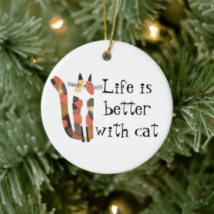 Live is better with cat ceramic tree decoration