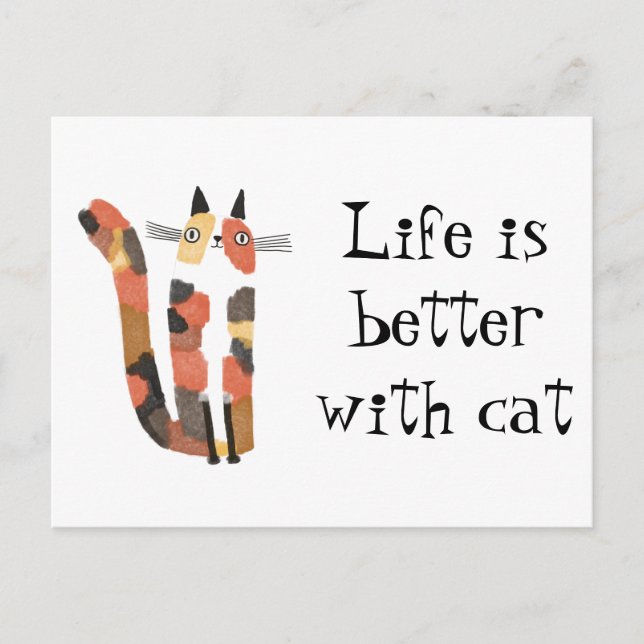 Live is better with cat holiday postcard (Front)