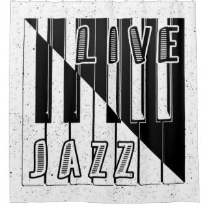 Live Jazz Calligraphy Illusion Logo Lettering with Shower Curtain