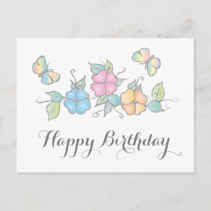 Live Laugh   Butterfly Floral Watercolor Postcard