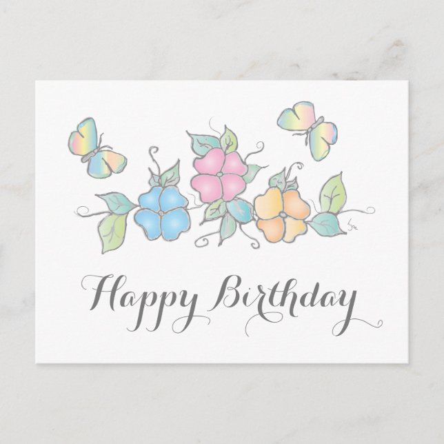 Live Laugh | Butterfly Floral Watercolor Postcard (Front)