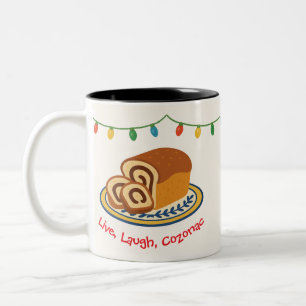 Live Laugh Cozonac Holiday Romanian Two-Tone Coffee Mug
