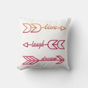Live Laugh Dream Typography Throw Pillow
