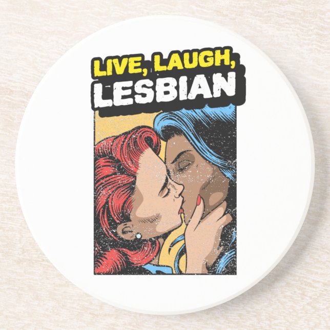 Live Laugh Lesbian Coaster (Front)