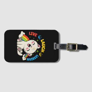 Live Laugh Lesbian Flag Rainbow Cat Pride Month Ki Luggage Tag