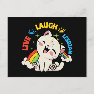Live Laugh Lesbian Flag Rainbow Cat Pride Month Ki Postcard