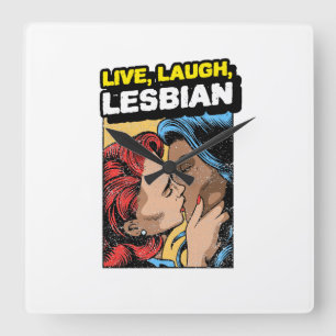 Live Laugh Lesbian Square Wall Clock