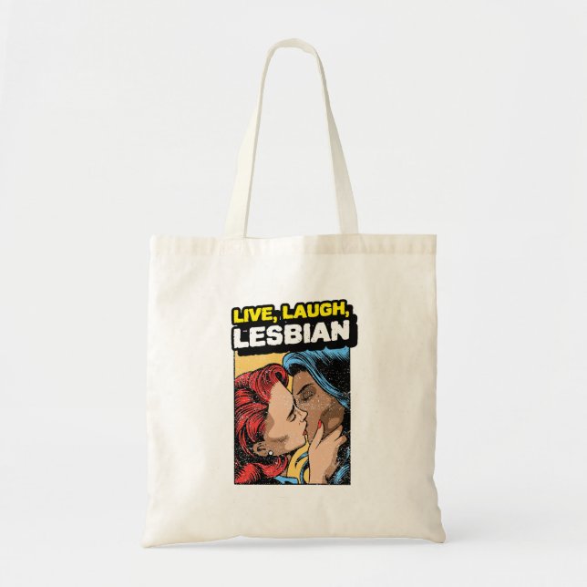 Live Laugh Lesbian Tote Bag (Front)