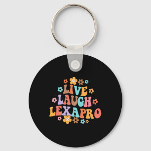 Live Laugh Lexapro Groovy Mental Health Therapist Key Ring