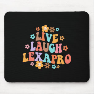 Live Laugh Lexapro Groovy Mental Health Therapist Mouse Mat