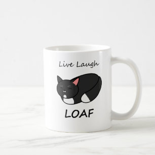 Live Laugh Loaf Tuxedo Cat Mug