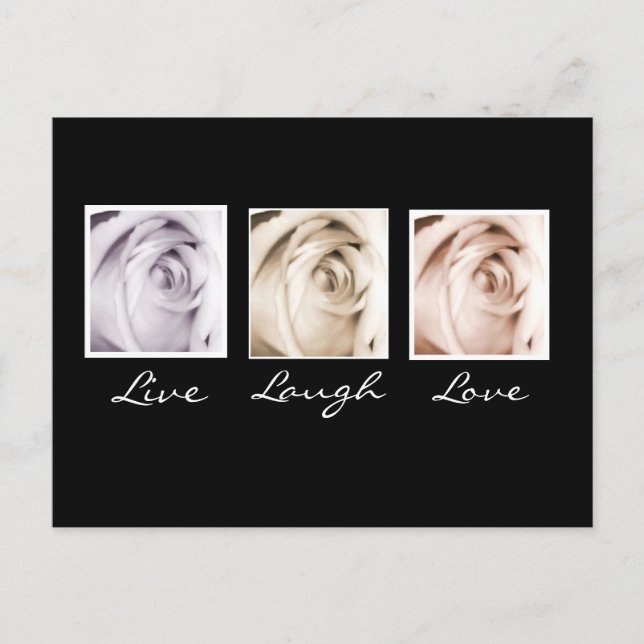 Live, Laugh,Love 3 roses postcard (Front)