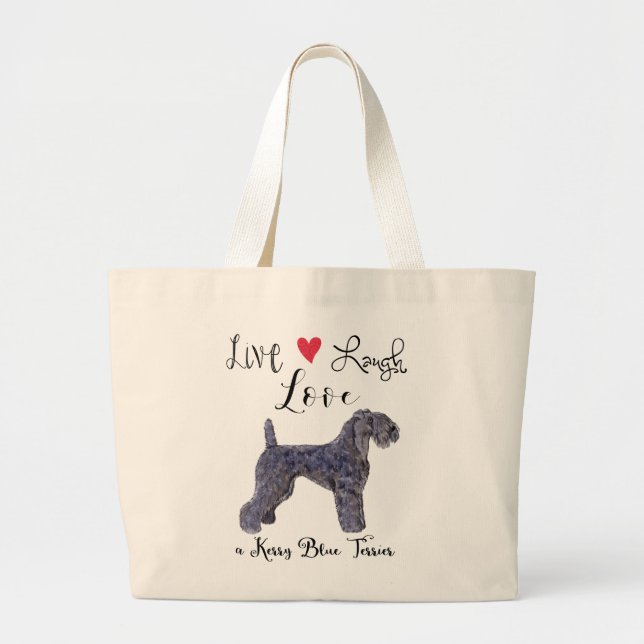 Live Laugh Love a Kerry Blue Terrier Large Tote Bag (Front)