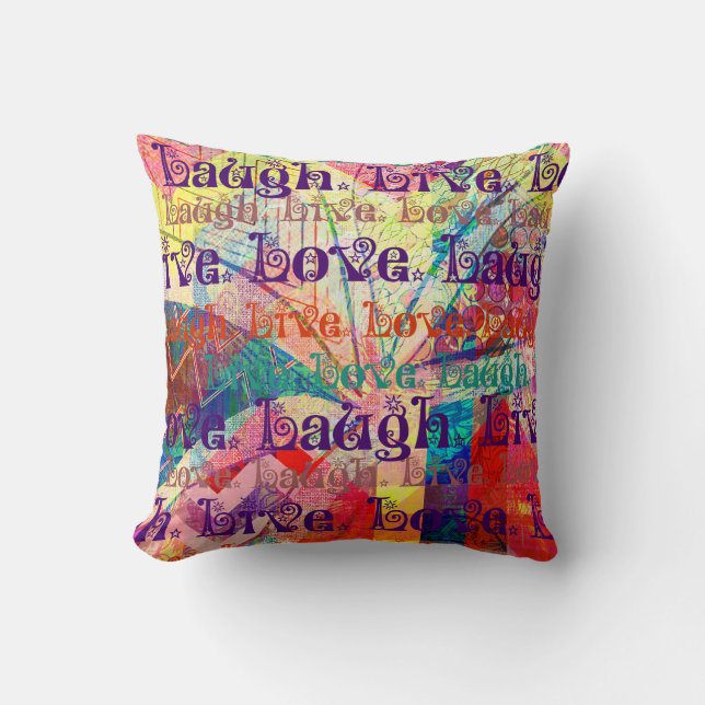 Live Laugh Love Abstract Textured Plaid Pattern Cushion (Front)