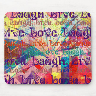 Live Laugh Love Abstract Textured Plaid Pattern Mouse Mat