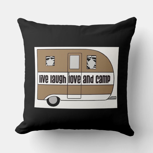 "Live, Laugh, Love and Camp" Cushion (Front)