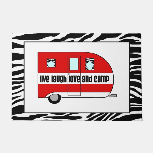 "Live, Laugh, Love and Camp"  Doormat (Front)