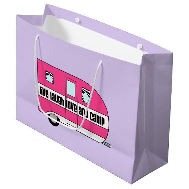 Live, Laugh, Love and Camp Large Gift Bag (Front Angled)