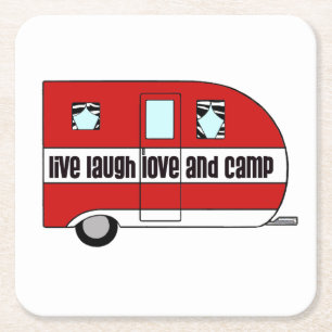“Live, Laugh, LoVe and Camp” Square Paper Coaster
