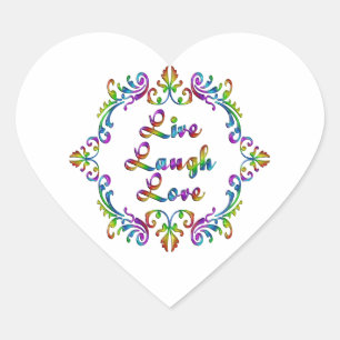 Live Laugh Love Colourful Design Heart Sticker