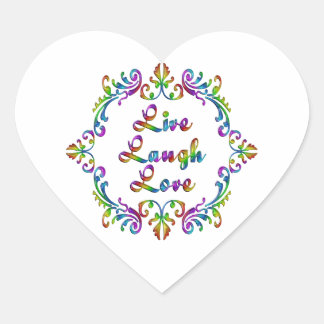 Live Laugh Love Colourful Design Heart Sticker