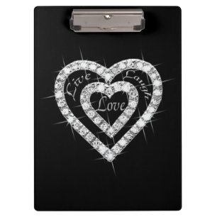Live Laugh Love Diamond Hearts Clipboard
