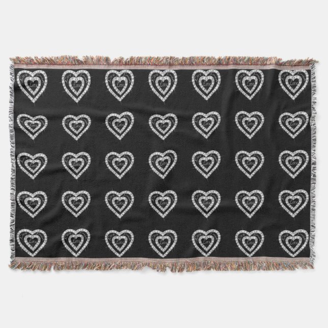 Live Laugh Love Diamond Hearts Throw Blanket (Front)