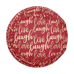 Live Laugh Love Faux Gold Lettering Baseball