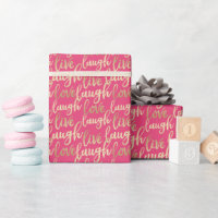 Live Laugh Love Faux Gold Lettering Deep Pink
