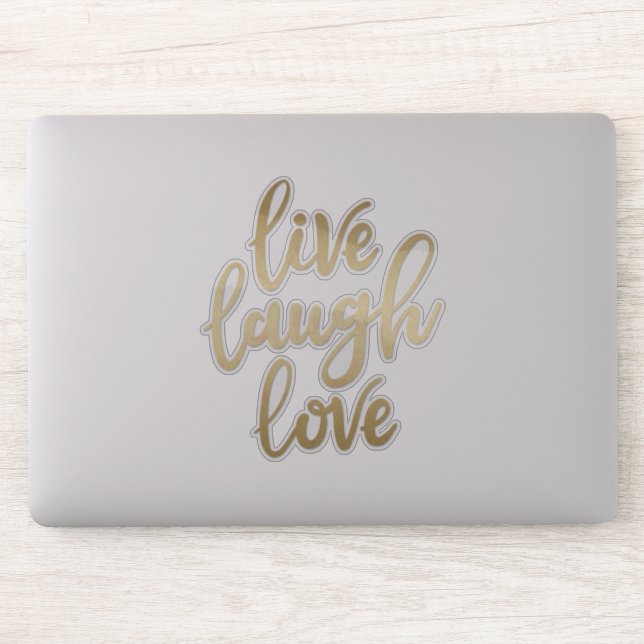 Live Laugh Love Faux Gold Lettering Sticker (Computer)