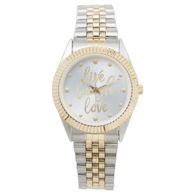Live Laugh Love Faux Gold Lettering Watch (Front)