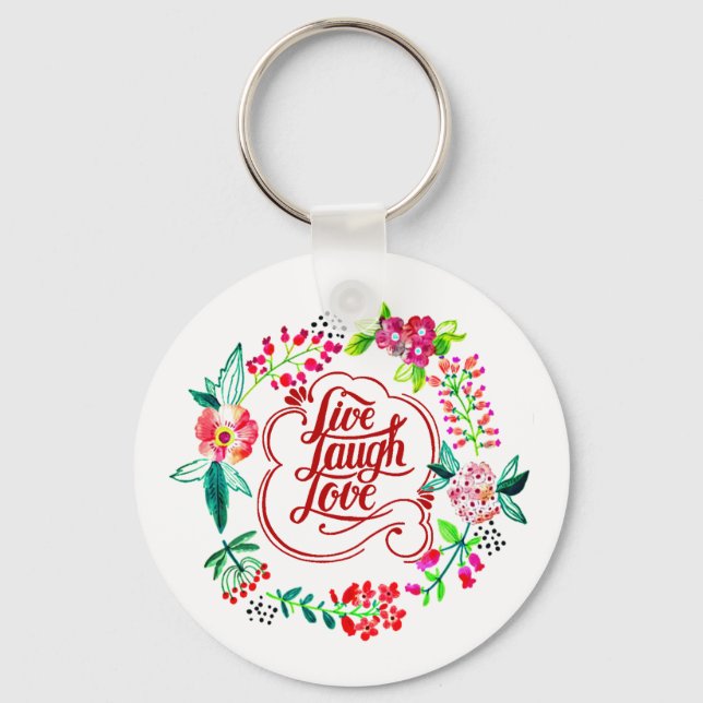 Live laugh love floral  key ring (Front)