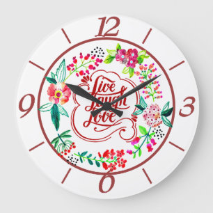 Live laugh love floral  large clock