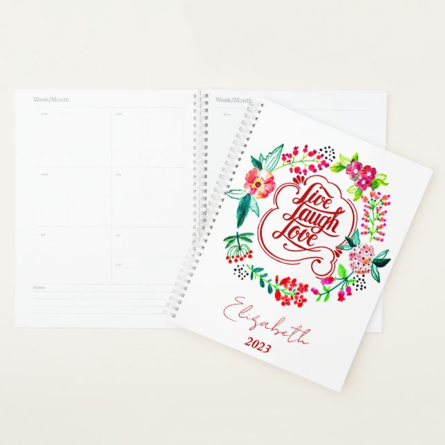 Live laugh love floral personalised  planner (Display)