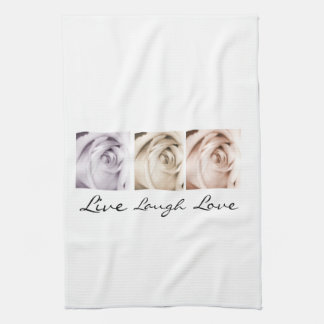 live, laugh, love floral tea towel