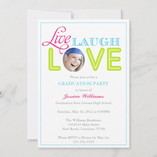 Live Laugh Love | Graduation Invitation (Front)