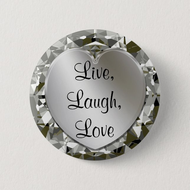 Live, Laugh, Love Heart & Diamonds Heart Pin (Front)