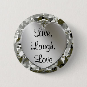 Live, Laugh, Love Heart & Diamonds Heart Pin