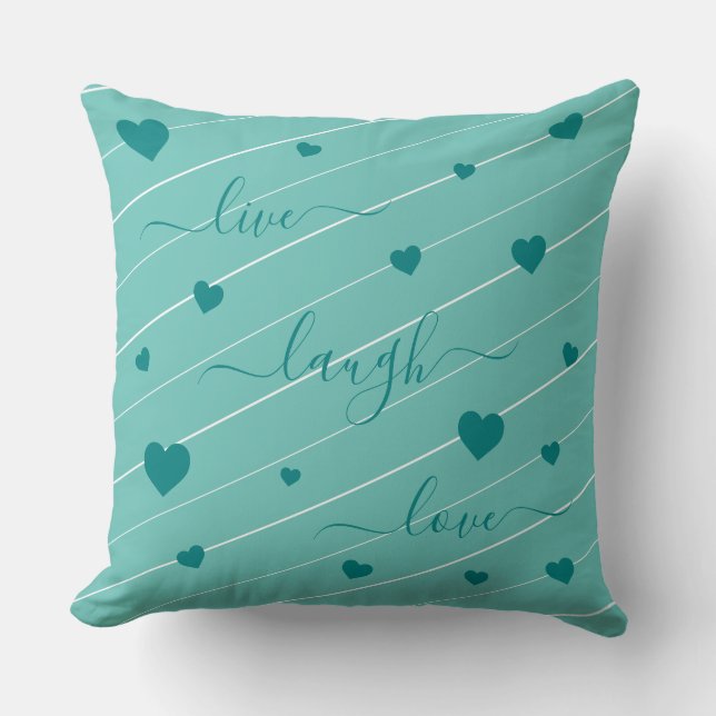Live Laugh Love Hearts Throw Pillow (Front)
