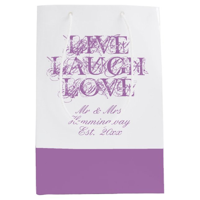 Live Laugh Love lavender wedding guests gift bag  (Front)
